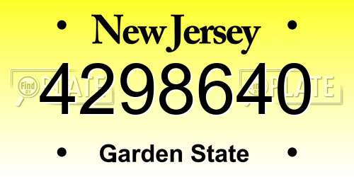 4298640 New Jersey License Plate