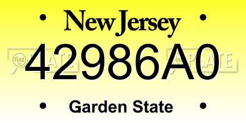 42986A0 New Jersey License Plate