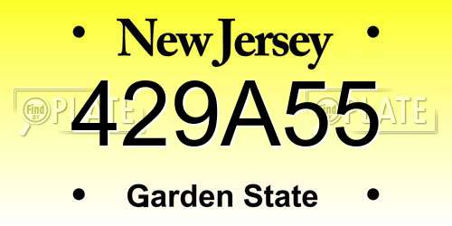 429A55 New Jersey License Plate