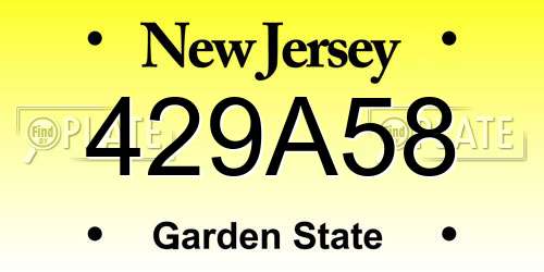 429A58 New Jersey License Plate