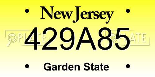 429A85 New Jersey License Plate