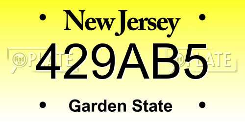 429AB5 New Jersey License Plate