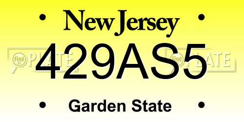 429AS5 New Jersey License Plate