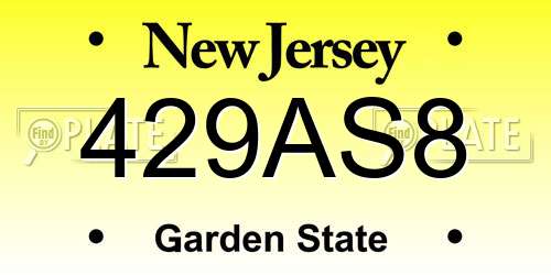 429AS8 New Jersey License Plate