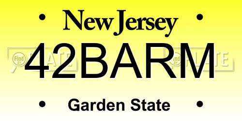42BARM New Jersey License Plate