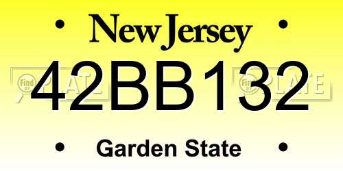 42BB132 New Jersey License Plate
