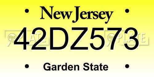 42DZ573 New Jersey License Plate