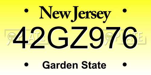 42GZ976 New Jersey License Plate