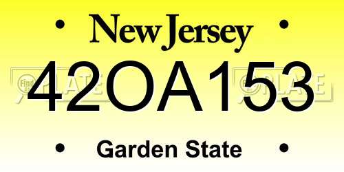 42OA153 New Jersey License Plate