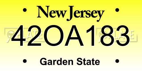 42OA183 New Jersey License Plate