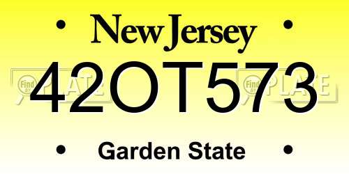 42OT573 New Jersey License Plate