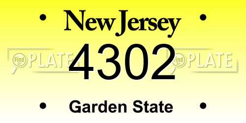4302 New Jersey License Plate
