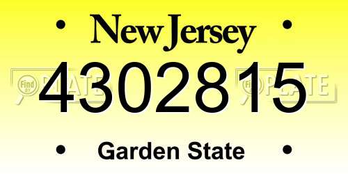 4302815 New Jersey License Plate