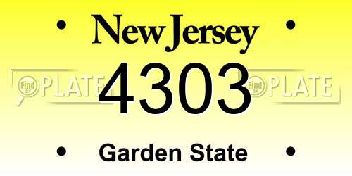4303 New Jersey License Plate