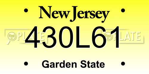 430L61 New Jersey License Plate
