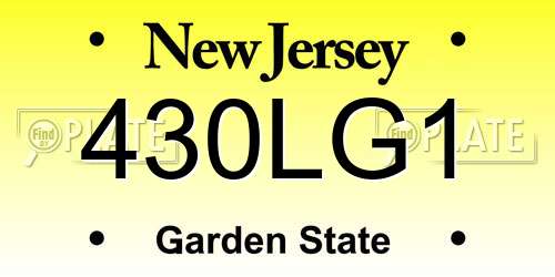 430LG1 New Jersey License Plate
