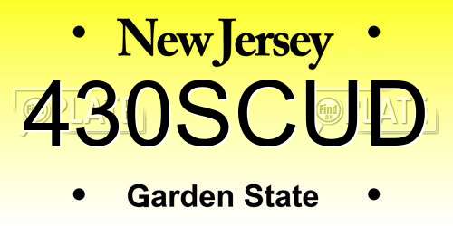 430SCUD New Jersey License Plate