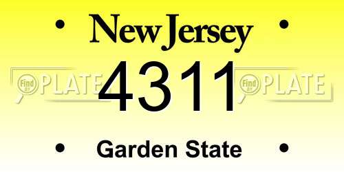 4311 New Jersey License Plate