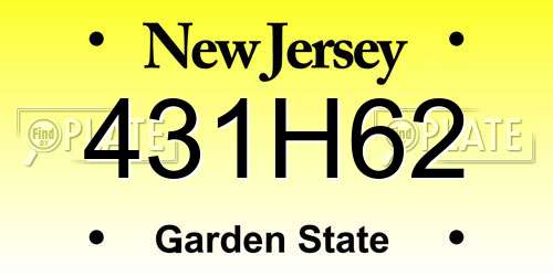 431H62 New Jersey License Plate