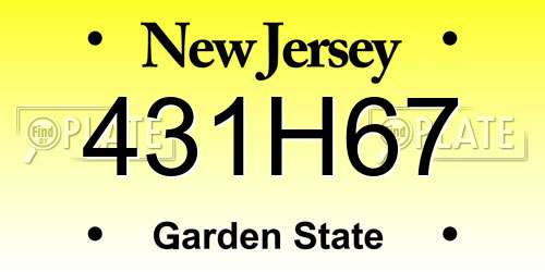 431H67 New Jersey License Plate
