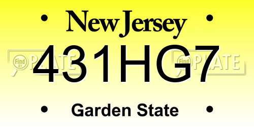 431HG7 New Jersey License Plate