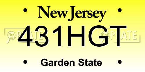 431HGT New Jersey License Plate