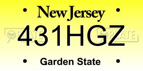 431HGZ New Jersey License Plate