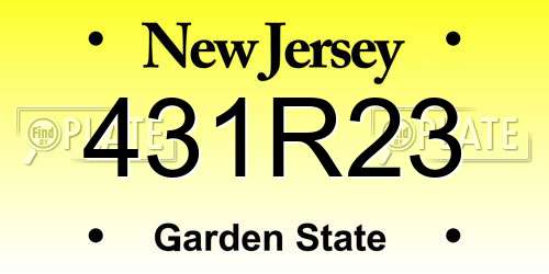 431R23 New Jersey License Plate