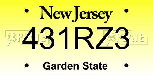 431RZ3 New Jersey License Plate