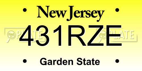 431RZE New Jersey License Plate