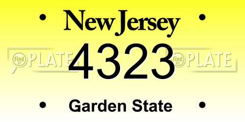 4323 New Jersey License Plate