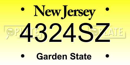 4324SZ New Jersey License Plate