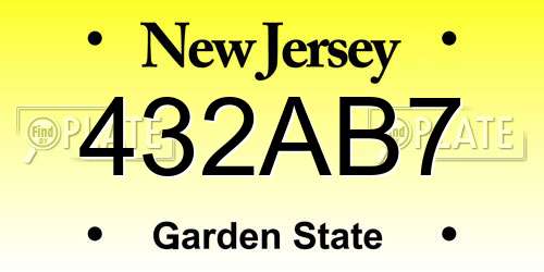 432AB7 New Jersey License Plate