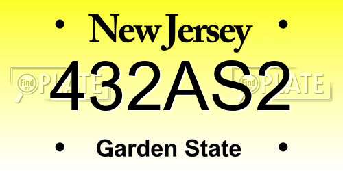 432AS2 New Jersey License Plate