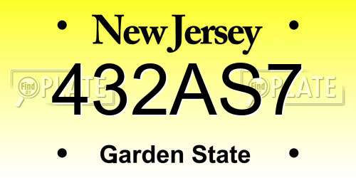 432AS7 New Jersey License Plate