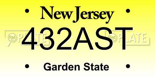 432AST New Jersey License Plate