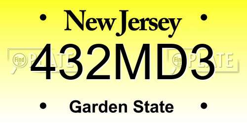 432MD3 New Jersey License Plate