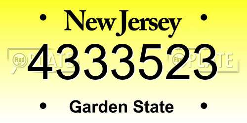 4333523 New Jersey License Plate