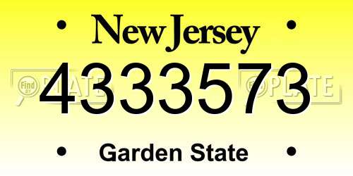 4333573 New Jersey License Plate