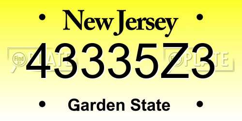 43335Z3 New Jersey License Plate