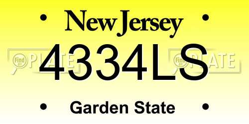 4334LS New Jersey License Plate