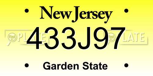 433J97 New Jersey License Plate