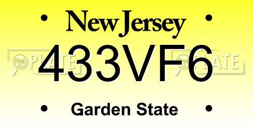 433VF6 New Jersey License Plate