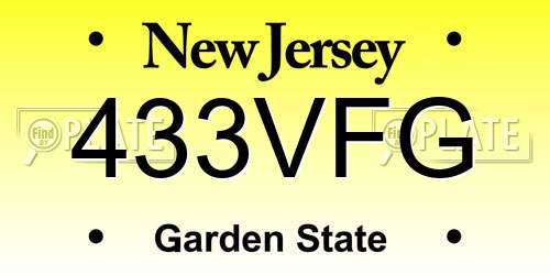 433VFG New Jersey License Plate