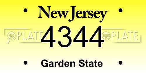 4344 New Jersey License Plate