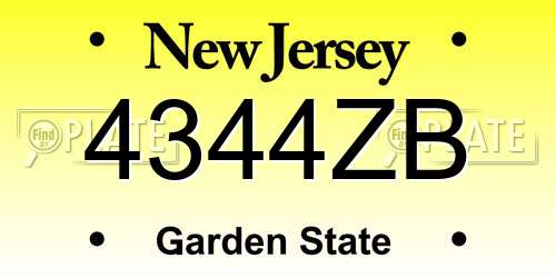 4344ZB New Jersey License Plate