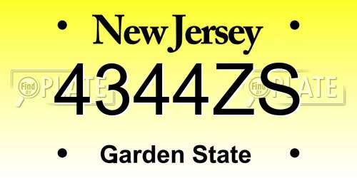 4344ZS New Jersey License Plate
