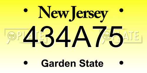 434A75 New Jersey License Plate