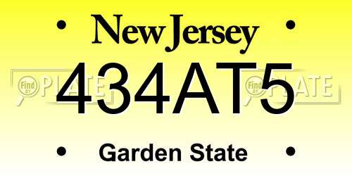 434AT5 New Jersey License Plate