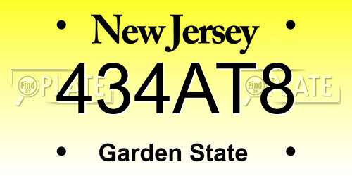 434AT8 New Jersey License Plate